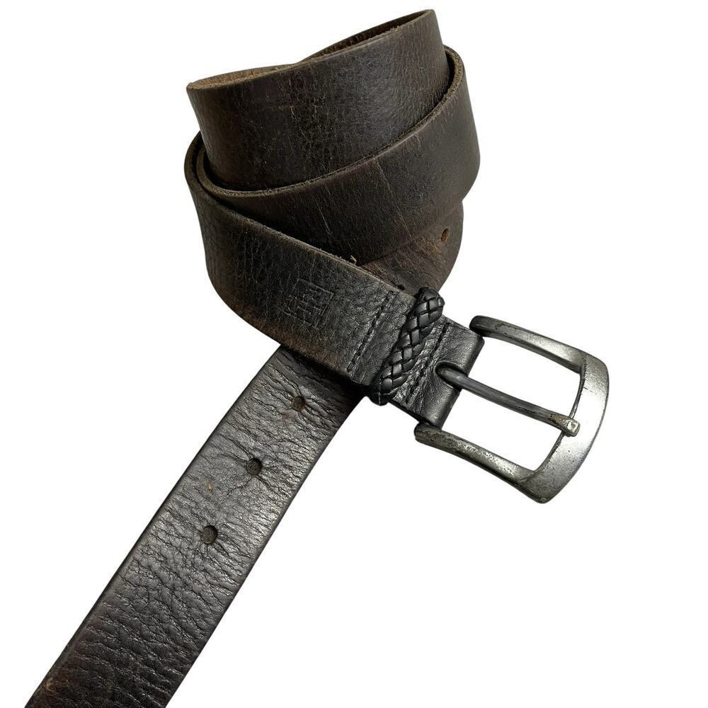 Lauren Ralph Lauren Brown Leather Belt Silver Buckle Distressed Large 1 3/8th"